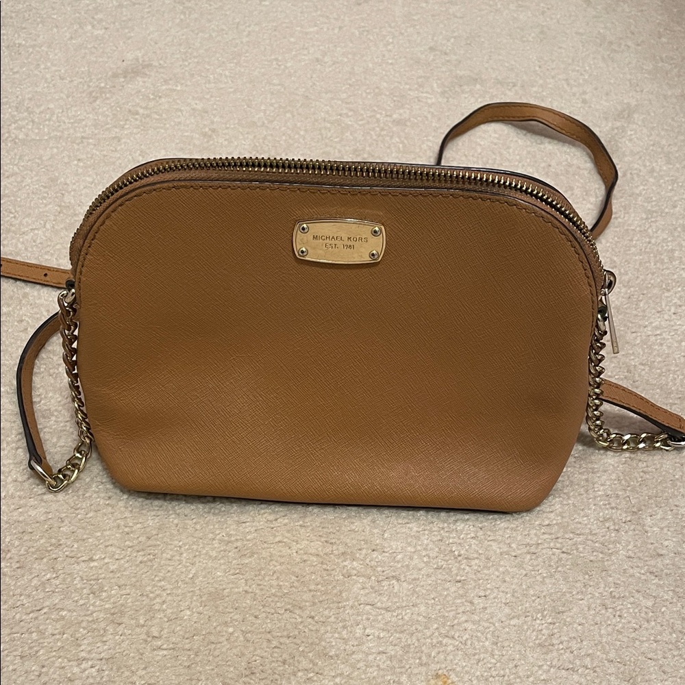 Michael Kors Brown Crossbody Bag with Gold Accents